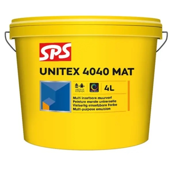 SPS SPS Unitex 4040 Mat Muurverf - Waterbasis - Wit - 4L