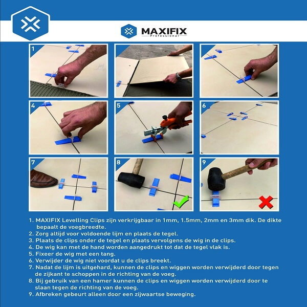 Maxifix Maxifix Levelling Clips 1mm - 1500st