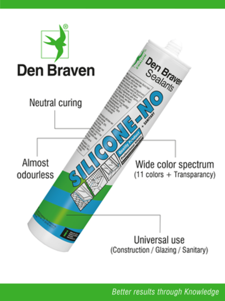 Zwaluw Den Braven Zwaluw Silicone-NO + Sanitary Siliconenkit - Transparant Grijs - 310ml