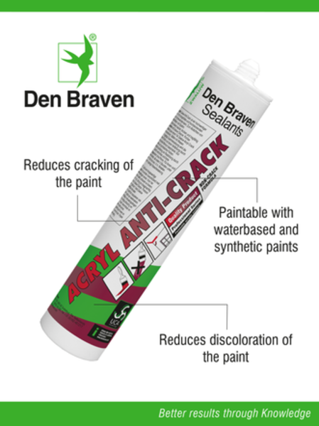 Zwaluw Den Braven Zwaluw Acryl Anti-Crack Acrylaatkit - Wit - 310ml