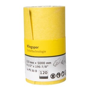 Klingspor PS30D Schuurrol - K180 - 115mm x 5m - Geel