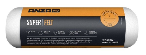 Anza Pro Anza Pro Felt Verfroller - 5mm Poolhoogte - Vilt - Wit - Mini - 10cm