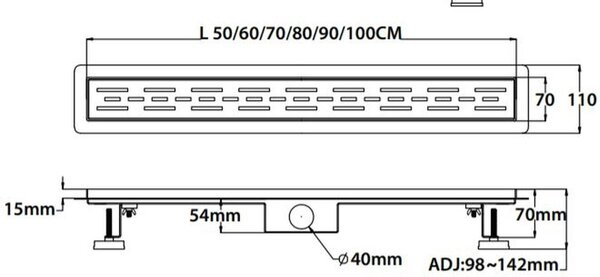 Claveo Claveo RVS Douchegoot - 80cm - RVS