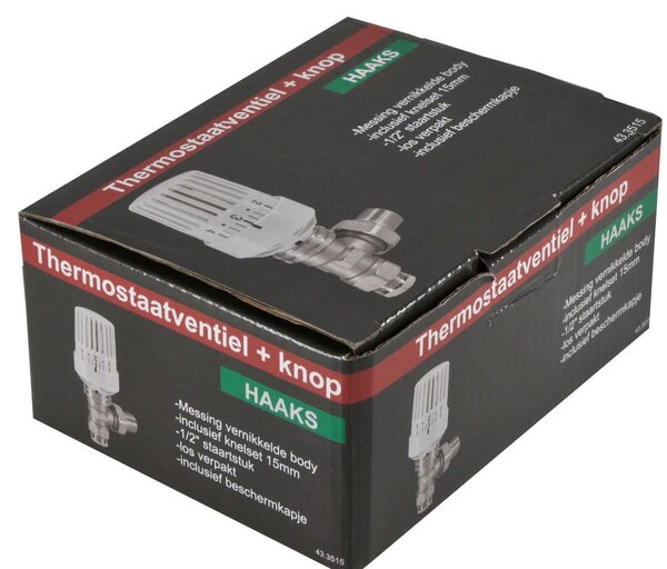 Riko Riko Thermostaatventiel + Knop Haaks 1/2x15mm