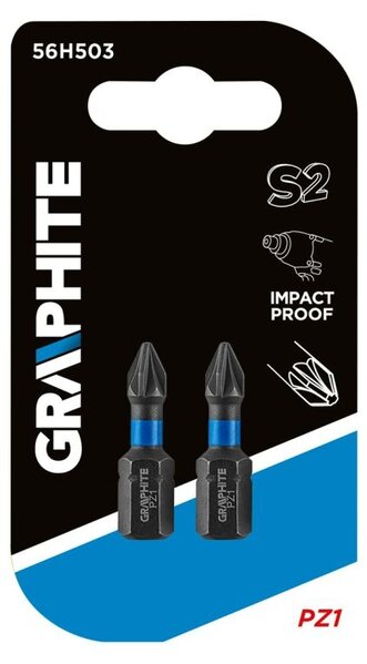 Graphite Graphite Impact Bit PZ1 x 25 mm - 2 stuks