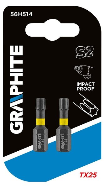 Graphite Graphite Impact Bit T25 x 25 mm - 2 stuks