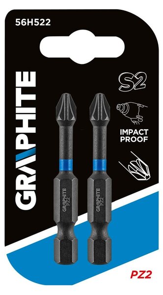 Graphite Graphite Impact Bit PZ2 x 50 mm - 2 stuks