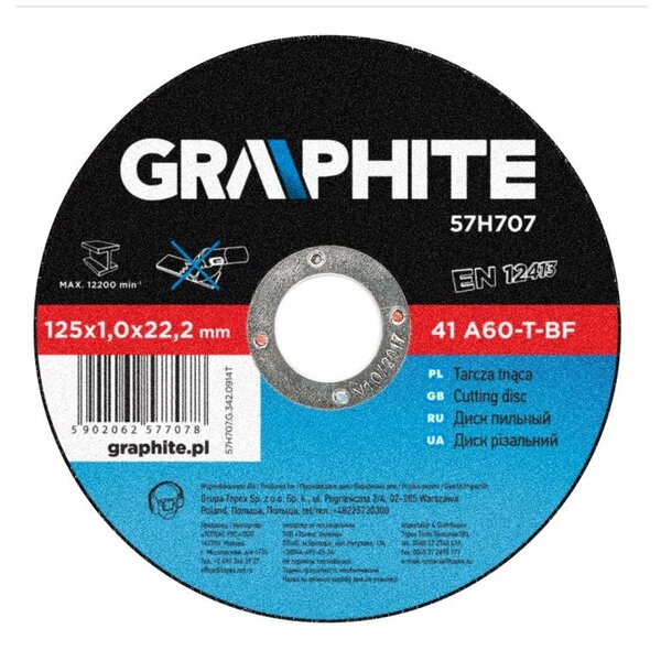 Graphite Graphite Doorslijpschijf Metaal 125x22x1,0mm