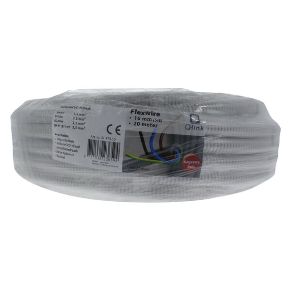 Installatiebuis Flexiplus QL Slagvast Ø5/8 3x2,5mm + 1x1,5mm - 20mtr - Grijs
