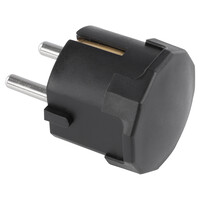 Stekker met Onder-Invoer Randaarde 10/16A - 38x40x63mm - Zwart