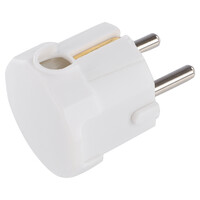 Stekker met Onder-Invoer Randaarde 10/16A - 38x40x63mm - Wit