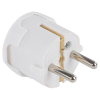 Stekker met Onder-Invoer Randaarde 10/16A - 38x40x63mm - Wit