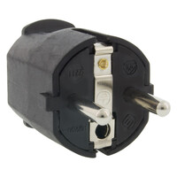 Stekker Randaarde 10/16A - 80x37x40mm - Zwart