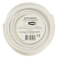 Huishoudsnoer VMVL - 3x1,5mm - 10mtr - Wit
