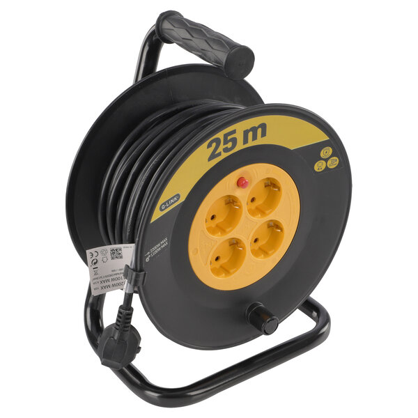 Q-Link Q-Link Kabelhaspel Klus Randaarde H05VVF 3x1,0mm - 25mtr - Geel/Zwart
