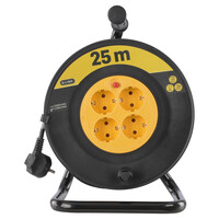 Q-Link Q-Link Kabelhaspel Klus Randaarde H05VVF 3x1,0mm - 25mtr - Geel/Zwart