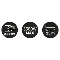 Verlengsnoer Randaarde Max 3680W - 3x1,5mm - 25mtr (Wit)