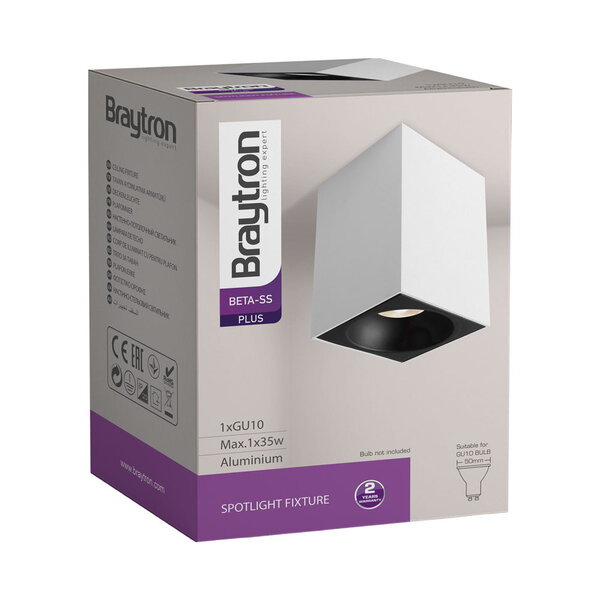 Braytron Braytron Beta 9414 LED Lamp Opbouw - IP20 - 1xGU10 -  Vierkant - Wit