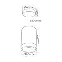 Braytron Braytron Beta 9414 LED Hanglamp Opbouw - IP20 - 1xGU10 -  Rond Ø60mm - Wit