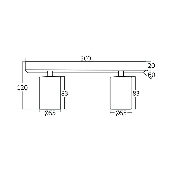 Braytron Braytron Beta LED Spotlamp Opbouw - IP20 - 2xGU10 -  Rond Ø55mm - Zwart
