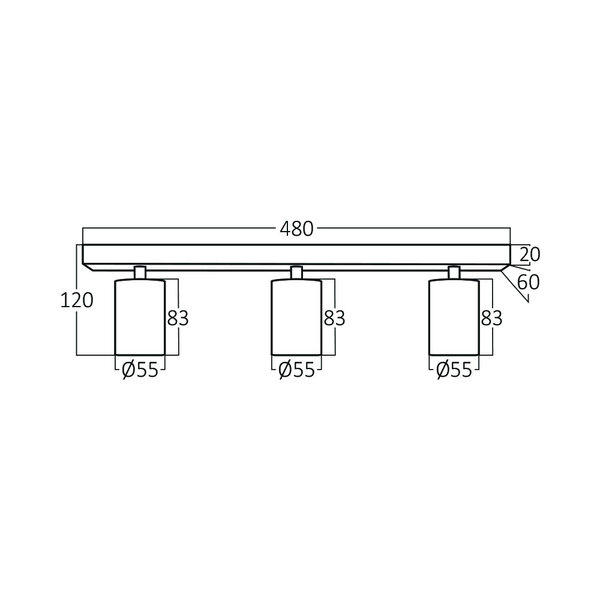 Braytron Braytron Beta LED Spotlamp Opbouw - IP20 - 3xGU10 -  Rond Ø55mm - Zwart