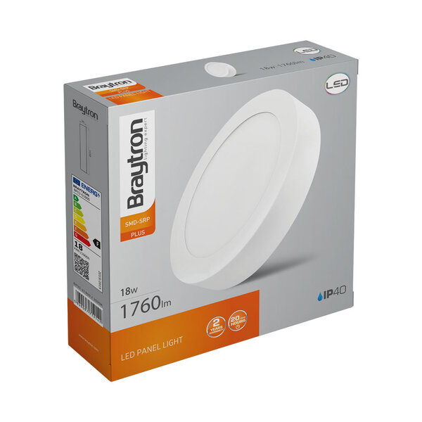 Braytron Braytron LED Lamp Opbouw - IP40 - 18W - 4000K -  Rond Ø231mm (Wit)