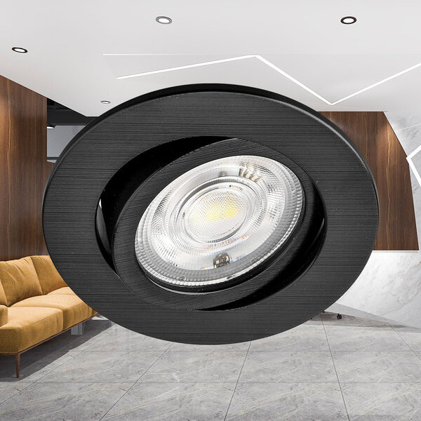 Braytron Braytron LED Inbouw Spot - IP20 - 7W- Aanpasbare Kleur CCT - Rond Ø85mm (Zwart)