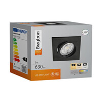 Braytron Braytron LED Inbouw Spot - IP20 - 7W - Aanpasbare Kleur CCT - Vierkant - Zwart