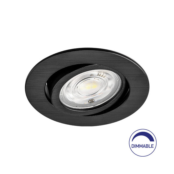 Braytron Braytron LED Inbouw Spot Dimbaar - IP20 - 7W - Aanpasbare Kleur CCT - Rond Ø85mm - Zwart