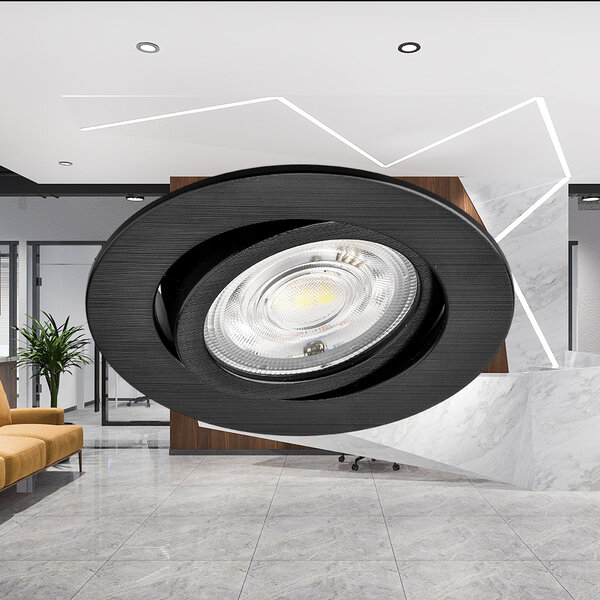 Braytron Braytron LED Inbouw Spot Dimbaar - IP20 - 7W - Aanpasbare Kleur CCT - Rond Ø85mm - Zwart
