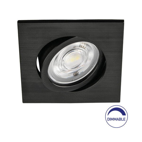 Braytron Braytron LED Inbouw Spot Dimbaar - IP20 - 7W - Aanpasbare Kleur CCT - Vierkant (Zwart)