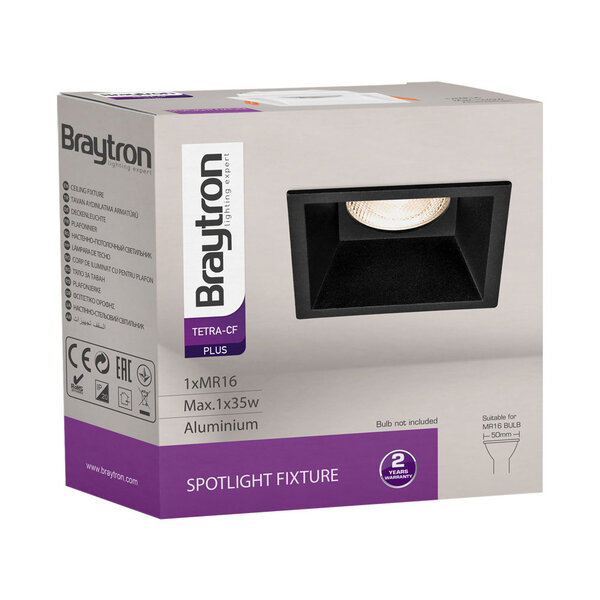 Braytron Braytron LED Spot Behuizing - IP20  - Vierkant (Zwart)