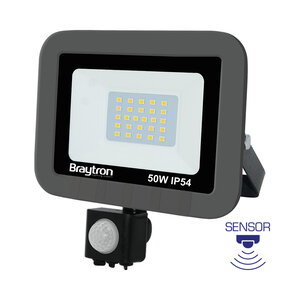 Braytron LED Bouwlamp met Beweging Sensor - IP54 - 50W - 6500K (Grijs)