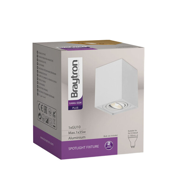 Braytron Braytron Gama 8011  LED Lamp Opbouw - IP20 - 1xGU10 -  Vierkant - Wit