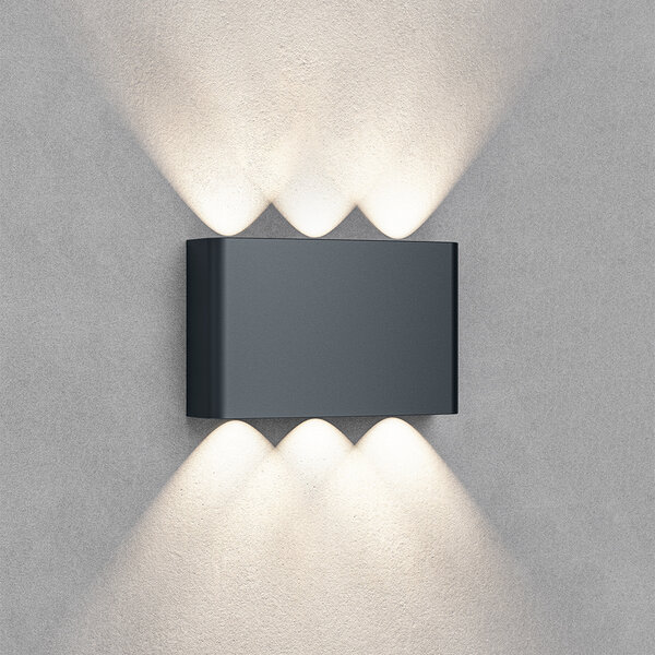 Braytron Braytron Vector LED Wandlamp CCT- IP65 - 6x1W - Zwart