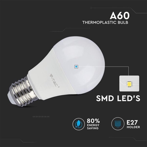 V-Tac V-Tac Ledlamp A60 - E27 - IP20 - 4000K