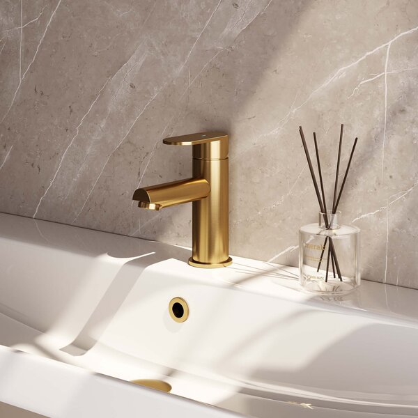 Brauer Brauer Gold Edition Opbouw Wastafelmengkraan - Laag - Hendel Model C - PVD - Geborsteld Goud