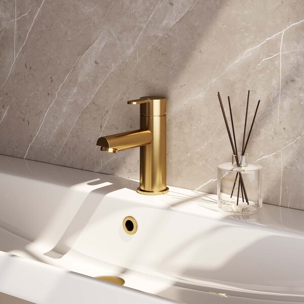 Brauer Brauer Gold Edition Opbouw Wastafelmengkraan - Laag - Hendel Model D - PVD - Geborsteld Goud