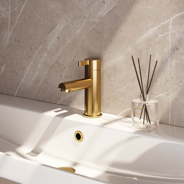 Brauer Brauer Gold Edition Opbouw Wastafelmengkraan - Laag - Hendel Model E - PVD - Geborsteld Goud