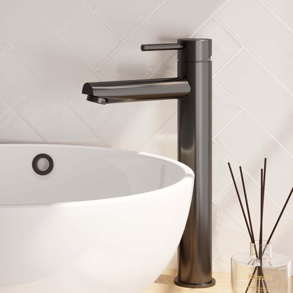 Brauer Brauer Gunmetal Edition Opbouw Wastafelmengkraan - Hoog - Hendel Model A - PVD - Geborsteld Gunmetal