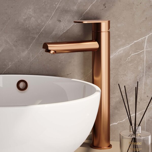 Brauer Brauer Copper Edition Opbouw Wastafelmengkraan - Hoog - Hendel Model C - Geborsteld Koper