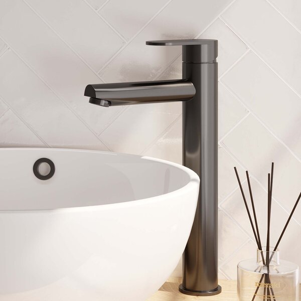 Brauer Brauer Gunmetal Edition Opbouw Wastafelmengkraan - Hoog - Hendel Model C - PVD - Geborsteld Gunmetal