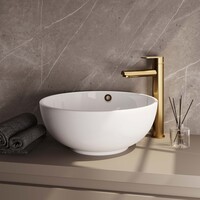 Brauer Brauer Gold Edition Opbouw Wastafelmengkraan - Hoog - Hendel Model C - PVD - Geborsteld Goud