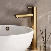 Brauer Brauer Gold Edition Opbouw Wastafelmengkraan - Hoog - Hendel Model D - PVD - Geborsteld Goud
