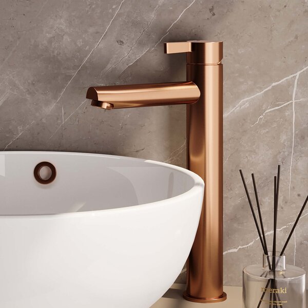 Brauer Brauer Copper Edition Opbouw Wastafelmengkraan - Hoog - Hendel Model E - Geborsteld Koper