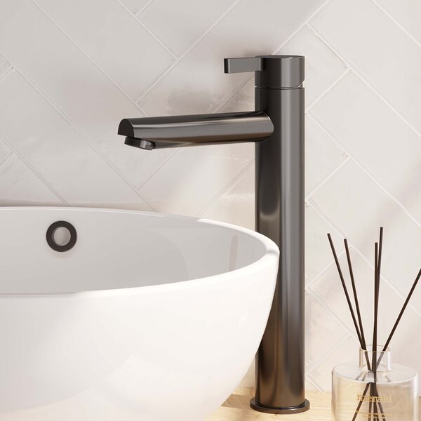 Brauer Brauer Gunmetal Edition Opbouw Wastafelmengkraan - Hoog - Hendel Model E - PVD - Geborsteld Gunmetal