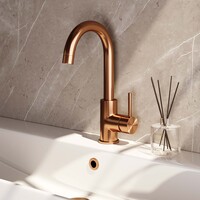 Brauer Brauer Copper Edition Opbouw Wastafelmengkraan met Draaibare Uitloop - Rond - Hoog - Hendel Model A - PVD - Geborsteld Koper
