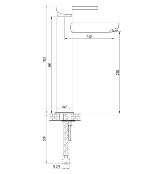 Brauer Brauer Brushed Edition Opbouw Wastafelmengkraan - Hoog - Hendel Model C - PVD - Geborsteld RVS