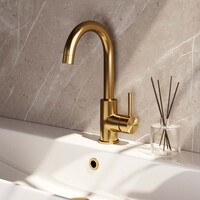 Brauer Brauer Goud Edition Opbouw Wastafelmengkraan met Draaibare Uitloop - Rond - Hoog - Hendel Model A - PVD - Geborsteld Goud