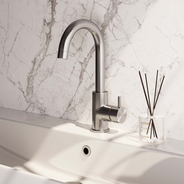 Brauer Brauer Brushed Edition Opbouw Wastafelmengkraan met Draaibare Uitloop - Rond - Hoog - Hendel Model B - PVD - Geborsteld RVS